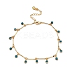 Bohemian Brass Bar Link Chain Marine Blue Enamel Sun Tassel Anklets LS-AJEW-Z046-05G-2