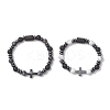 2Pcs Natural Lava Rock & Larvikite & Howlite Beads Stretch Bracelets for Couple BJEW-JB13196-2