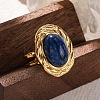 Oval Natural Lapis Lazuli Finger Rings RJEW-M063-01G-17-1