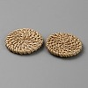 Flat Round Handmade Reed Cane/Rattan Woven Beads WOVE-CJC0001-02D-2