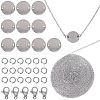 DIY 304 Stainless Steel Blank Flat Round Pendnat Necklace with Cable Chains Making Kit DIY-SC0024-15-1