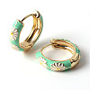 Daisy Flower Enamel Hoop Earrings EJEW-G290-01G-C-3
