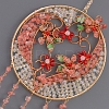 Brass Wire Wrapped Natural Rose Quartz Chips Heart Pendant Decorations HJEW-D302-14-3