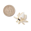 Faceted Round Natural Black Spinel & Natural Trumpet Shell & Glass Seed Beaded Crab Pendants PALLOY-MZ01177-02-2