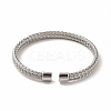 304 Stainless Steel Flat Mesh Chain Shape Open Cuff Bangle for Women BJEW-C033-08P-3