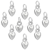 10Pcs Sterling Silver 3D Peach Heart Charms with Jump Rings STER-PH0002-94-1