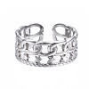 Non-Tarnish 304 Stainless Steel Star Open Cuff Ring RJEW-T023-03P-1