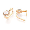 Brass Micro Pave Clear Cubic Zirconia Flat Round Hoop Earrings EJEW-T048-30G-3