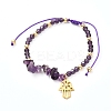 Hamsa Hand /Hand of Miriam Charm Braided Bead Bracelet BJEW-JB06933-4