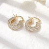 Brass Micro Pave Clear Cubic Zirconia Flat Round Hoop Earrings EJEW-K318-04B-G-2