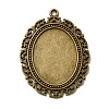 Tibetan Style Alloy Oval Big Pendant Cabochon Settings TIBEP-553-AB-FF-1