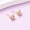 Cat Shape Brass Micro Pave Cubic Zirconia Stud Earrings EJEW-L278-11G-1