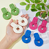 4 Pairs 4 Colors Raffia Grass Donut Dangle Stud Earrings EJEW-FI0002-30-3
