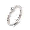 Rack Plating Brass Clear Cubic Zirconia Number 2 Adjustable Rings for Women RJEW-S407-09P-02-1