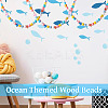 Ocean Themed Spray Painted Wood European Beads WOOD-TA0002-63-7
