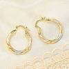 Brass Two Tone Twist Hoop Earrings LS-EJEW-B117-06A-M-3
