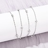 304 Stainless Steel 3MM Round Bead Cable Chain Necklaces for Women NJEW-G177-03B-P-3
