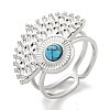 304 Stainless Steel Synthetic Turquoise Cuff Rings G-Z056-02P-05-1
