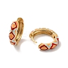 Enamel Rhombus Pattern Huggie Hoop Earrings EJEW-K093-02G-3