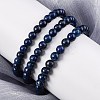 Natural Lapis Lazuli Round Beaded Stretch Bracelets BJEW-F202-04-4