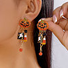 Alloy Rhinestone Dangle Stud Earrings EJEW-P319-03G-1