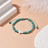 Synthetic Turquoise(Dyed) Braided Bead Bracelet with Synthetic Magnesite Cross BJEW-TA00146-02-2