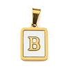 PVD Vacuum Plating 304 Stainless Steel Pave Natural White Shell Pendants STAS-S130-03G-B-1