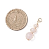 Natural Rose Quartz Round Beaded Pendants PALLOY-JF04700-01-2
