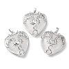 Natural Quartz Crystal Heart Pendant Rhinestone Settings G-K339-01P-05-1