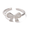 Brass Micro Pave Cubic Zirconia Open Cuff Ring RJEW-K256-58J-P-2