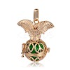 Golden Plated Brass Hollow Round Cage Pendants KK-J252-02G-2