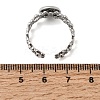 Hollow Flower 304 Stainless Steel Cuff Ring Components STAS-P454-03A-P-3