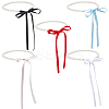 5Pcs 5 Colors ABS Plastic Pearl Round Beaded with Polyester Cord Pendant Necklaces for Women NJEW-CY0001-03-6