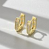 Oval Brass Micro Pave Clear Cubic Zirconia Hoop Earrings LS-EJEW-D311-047G-1