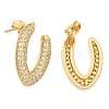 Rack Plating Brass Micro Pave Clear Cubic Zirconia Stud Earrings for Women EJEW-C125-21A-G-4