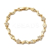 Moon & Star & Hamsa Hand Brass Micro Pave Clear Cubic Zirconia Link Chain Bracelets BJEW-C130-03G-4