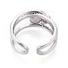 Brass Micro Pave Clear Cubic Zirconia Cuff Ring Settings KK-T076-56P-3