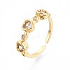 Brass Micro Pave Cubic Zirconia Cuff Rings for Women KK-T071-67G-4