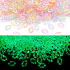 400Pcs Luminous Rainbow Iridescent Plating Transparent Acrylic Linking Rings OACR-TA0002-80-2