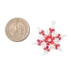 Glass Seed Beaded Snowflake Pendants PALLOY-MZ00890-03-2