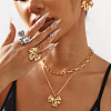 Alloy 2 Layer Bowknot Pendant Necklaces for Women NJEW-U013-01G-01-1