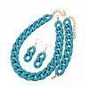 Acrylic Curb Chain Chain Necklaces & Dangle Earrings & Bracelets Sets FS-WGA399B-09-1