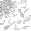 100Pcs 7 Styles Iron Filigree Pendants IFIN-WR0001-20-1