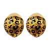 Leopard Print Brass Enamel Stud Earrings for Women EJEW-U055-12B-G-2