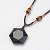 Natural Obsidian Pendant Necklaces NJEW-P157-08-2