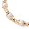 Natural Cultured Freshwater Pearl & Brass Beaded Bracelets for Women BJEW-JB13015-01-3