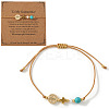 Brass Saint Benedict Medal Cross Synthetic Turquoise Beaded Braided Bracelets FP7792-2-1