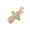 Brass Micro Pave Clear Cubic Zirconia Cross Pendants KK-D431-042G-2