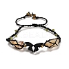 Natural Yellow Quartz & Peridot & Synthetic Hematite Nuggets Braided Bead Bracelet BJEW-B073-01C-2