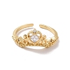 Clear Cubic Zirconia Crown Open Cuff Ring RJEW-P034-10G-2